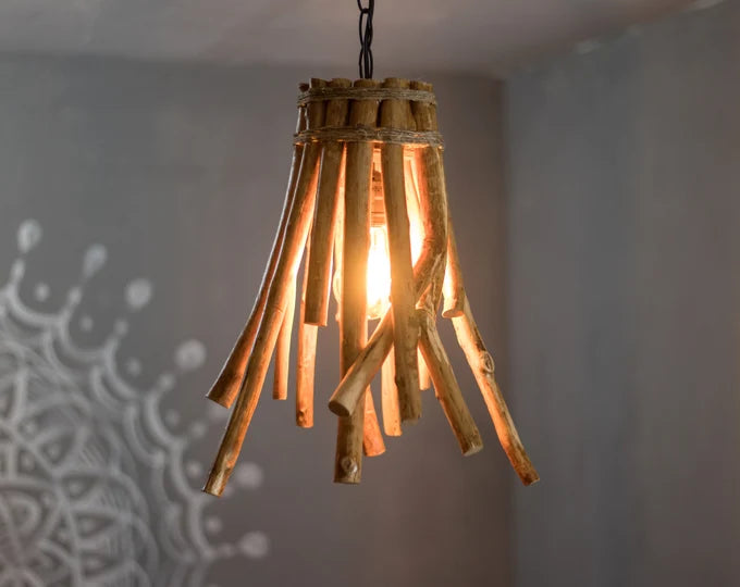 Distressed teal wooden hanging lantern with a rustic finish