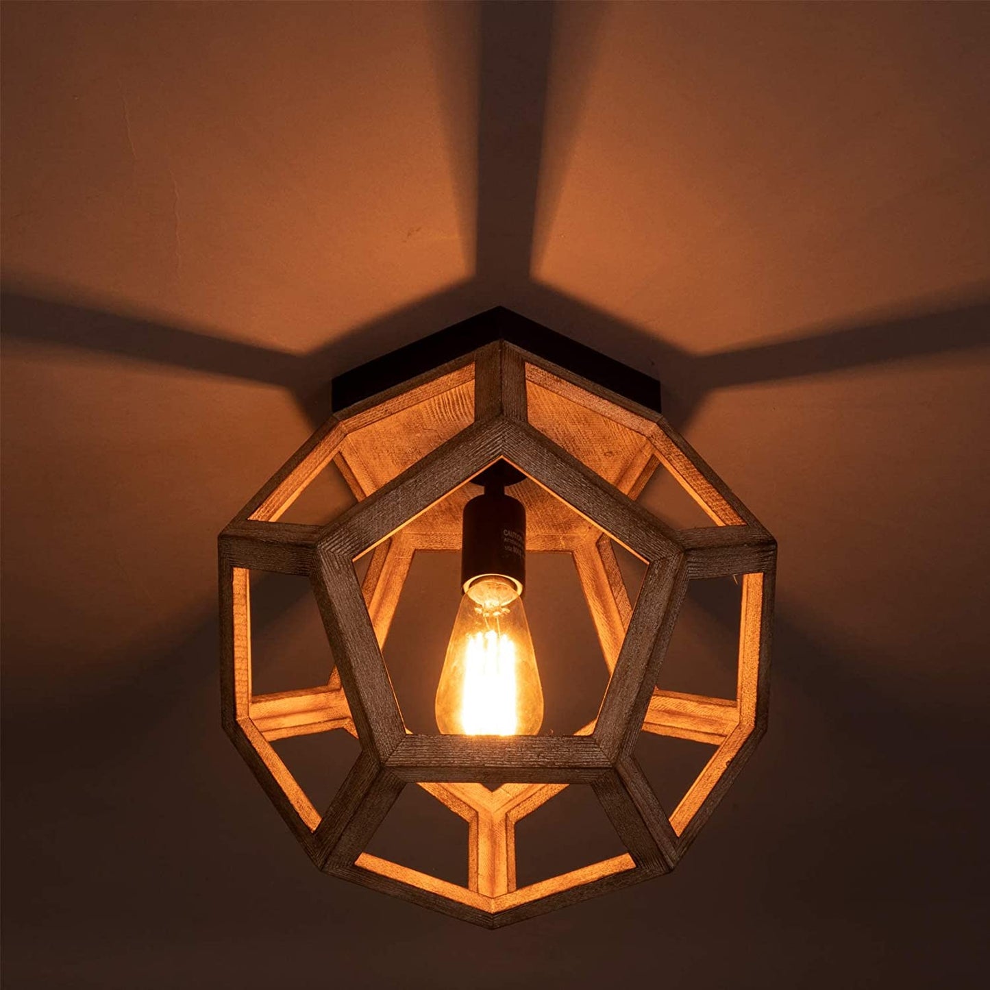 Geometric Wooden Pendant Lamp | Anticoarte
