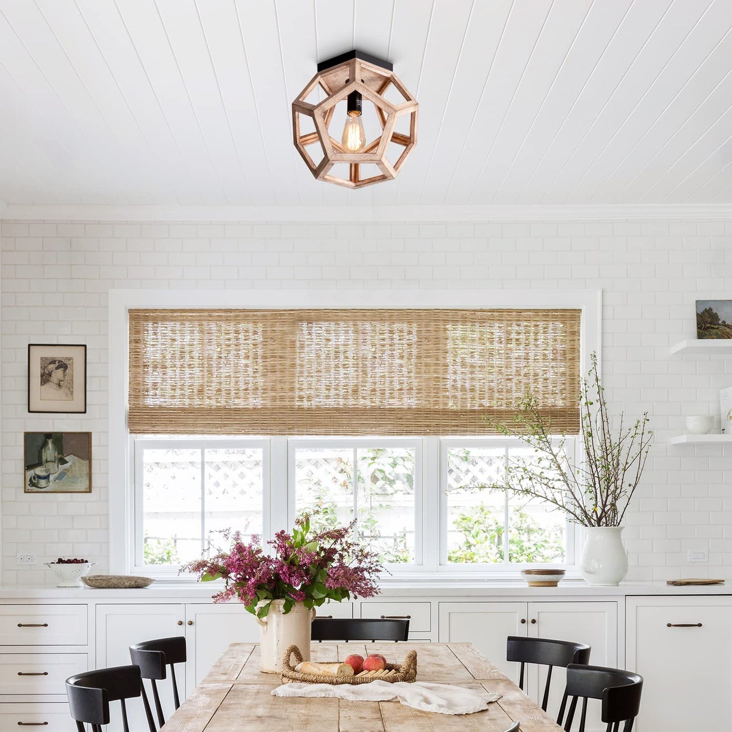 Geometric Wooden Pendant Lamp | Anticoarte