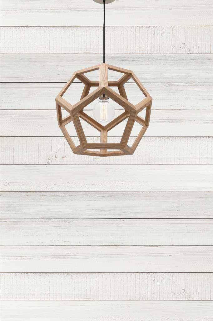 Geometric Wooden Pendant Lamp | Anticoarte