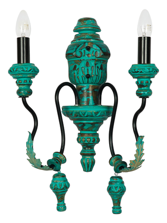 Ethnic Green Wooden Wall Sconce Triple LED | Anticoarte