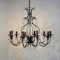 AnticoArte 10-Arm Grand Black Iron Crystal Chandelier | Hand-Forged Wrought Iron Candelabra with Crystal Drops | French Empire Statement Ceiling Light for Dining Room, Hotel Lobby & Heritage Décor