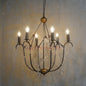 AnticoArte 6-Arm Black Iron Crystal Garland Chandelier | Bronze Accent Cage Candelabra Ceiling Light | French Country Draped Crystal Chandelier for Dining Room & Living Room Décor