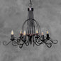 AnticoArte 6-Arm Black Iron Scroll Chandelier | Hand-Forged Witch Hat Cage Candelabra Ceiling Light | Gothic Industrial Chandelier for Dining Room, Living Room & Heritage Hotel Décor