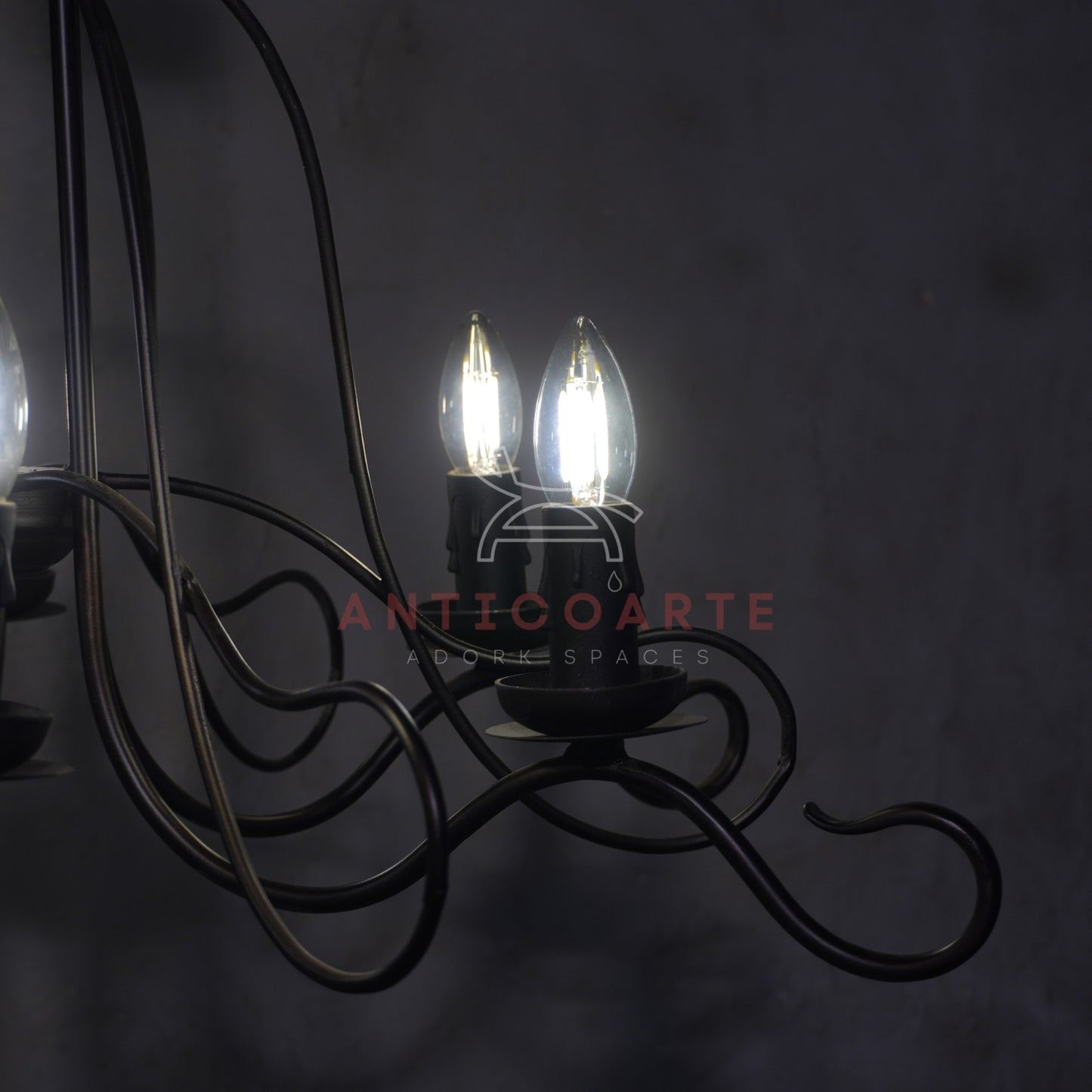 AnticoArte 6-Arm Black Iron Scroll Chandelier | Hand-Forged Witch Hat Cage Candelabra Ceiling Light | Gothic Industrial Chandelier for Dining Room, Living Room & Heritage Hotel Décor