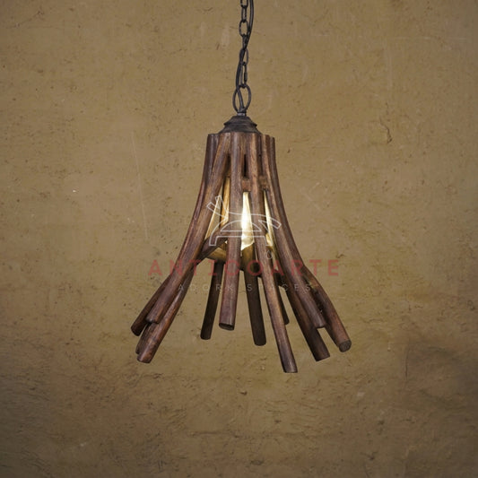 AnticoArte Driftwood Bundle Pendant Light | Handcrafted Natural Wood Stick Hanging Ceiling Lamp | Rustic Bohemian Pendant Light for Living Room, Café & Hotel Decor