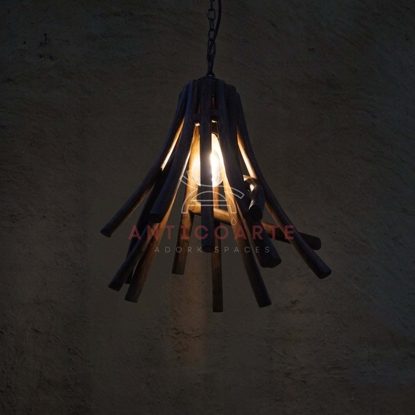 AnticoArte Driftwood Bundle Pendant Light | Handcrafted Natural Wood Stick Hanging Ceiling Lamp | Rustic Bohemian Pendant Light for Living Room, Café & Hotel Decor