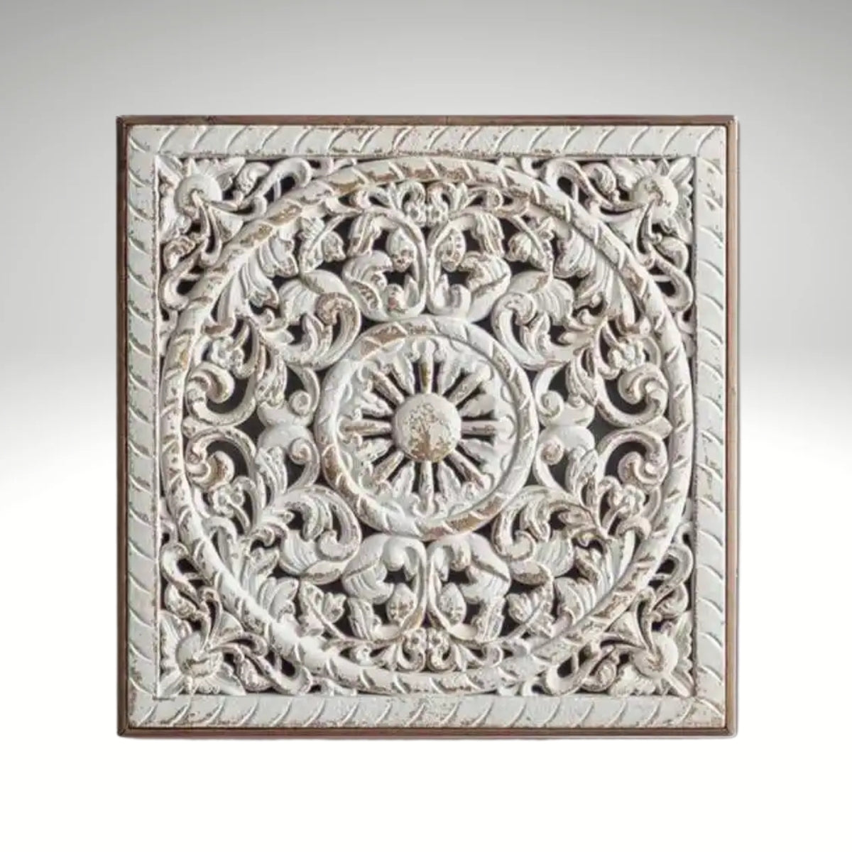 Square white distressed wood wall panel