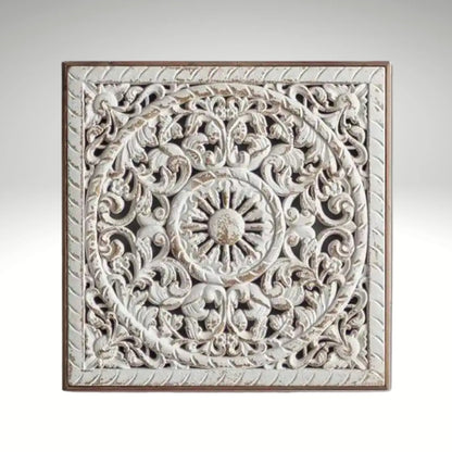 Square white distressed wood wall panel