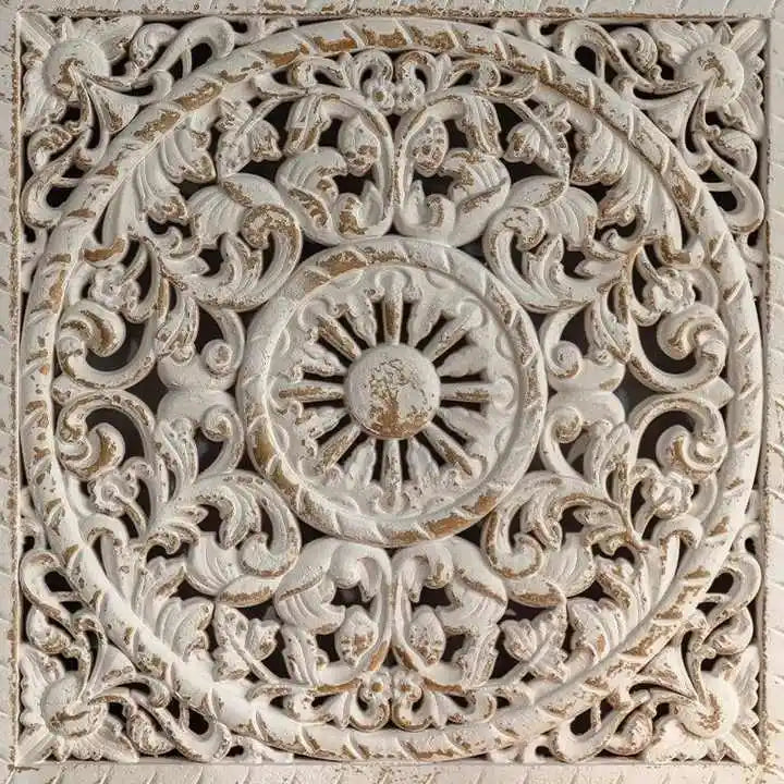Square white distressed wood wall panel