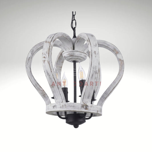 Wooden and wrought iron chandelier with an antique heritage-inspired design