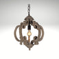 Antique French country style open-frame wooden chandelier light fixture.