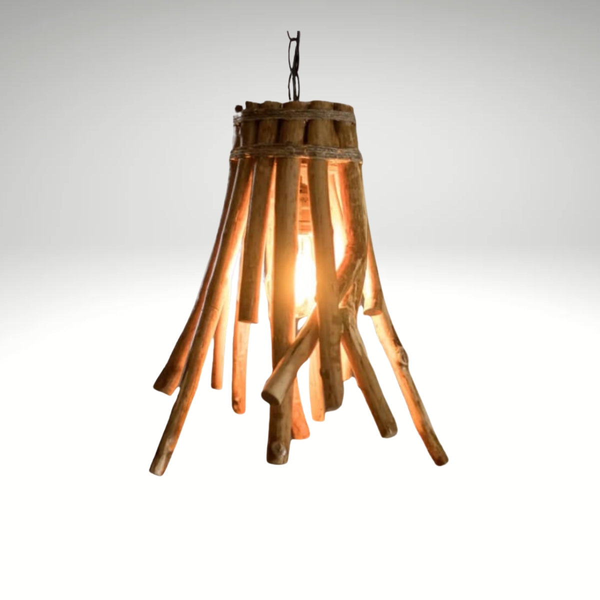 Distressed teal wooden hanging lantern with a rustic finish
