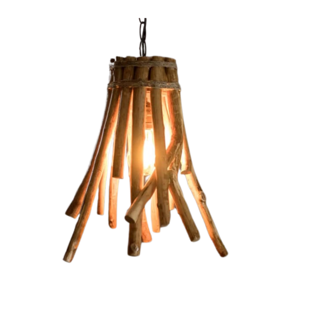 Distressed teal wooden hanging lantern with a rustic finish