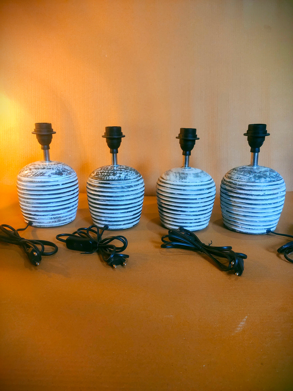 A rustic table lamp