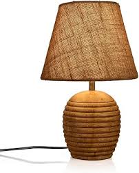 A rustic table lamp