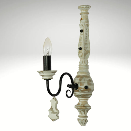 Antique Gray Shabby Chic Single-Light Sconce