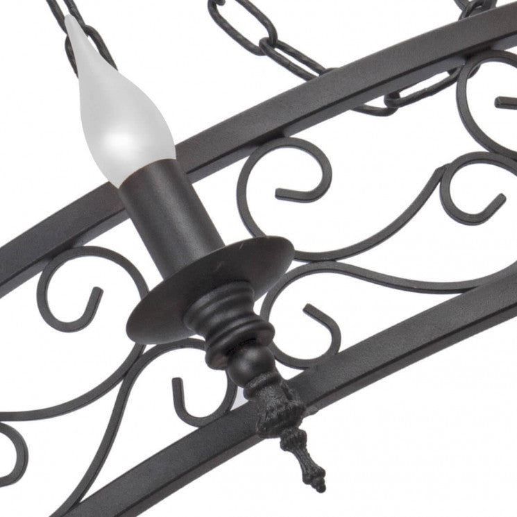 • Gothic style 3-bulb candle wall lamp in a black wrought iron finish, ideal for rustic hallways and traditional living spaces.
