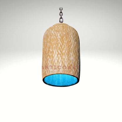 Antique style textured wooden cylinder ceiling lamp
