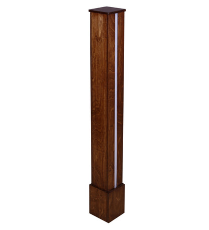 Minimalist timber accent light in a tall rectangular pillar design with an illuminated central vertical channel.