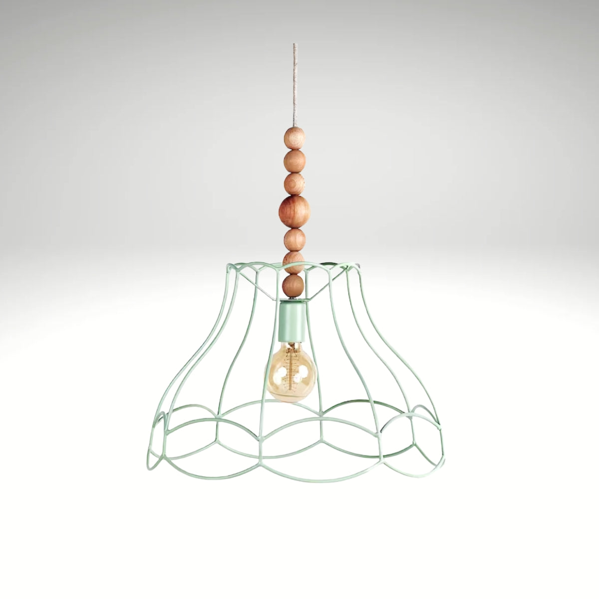 A rustic semi-flush mount ceiling light with a textured dome shade and a glowing bulb.