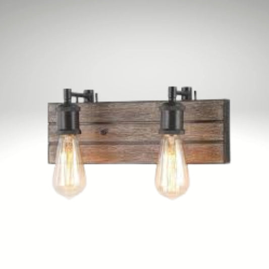 Modern Farmhouse 2-Light Wooden Plank Wall Lamp

