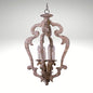 Rustic farmhouse 4-light wooden pendant chandelier with an open quatrefoil frame and weathered finish.