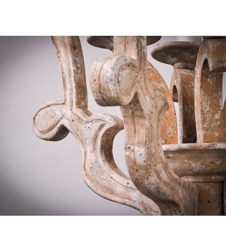 Rustic farmhouse 4-light wooden pendant chandelier with an open quatrefoil frame and weathered finish.