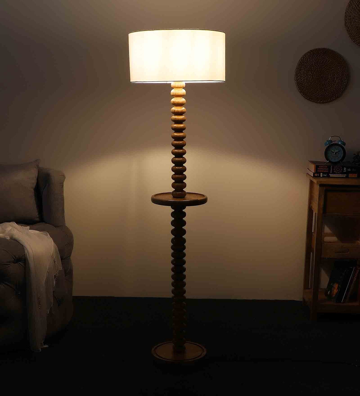 Aurora Wooden Bobbin Floor Lamp