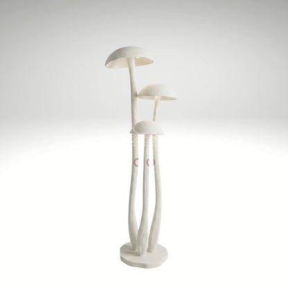 Elegant white mushroom floor lamp with a textured plaster finish and organic, curved stems.