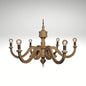 Rustic 6-light wooden farmhouse chandelier with candle-style bulbs