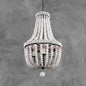 AnticoArte Whitewashed Wood Bead Empire Chandelier | Boho Coastal Beaded Basket Chandelier | 4-Light French Country Wood Bead Ceiling Light for Bedroom, Dining Room & Boutique Hotel Décor