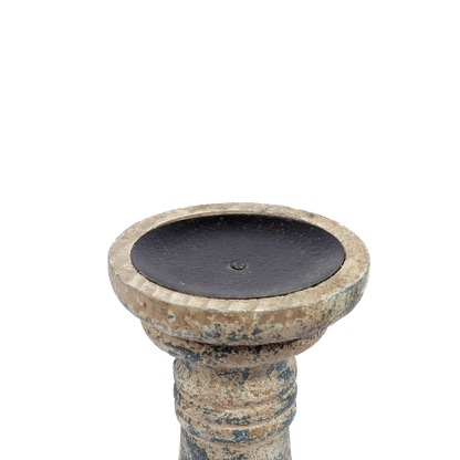 Antique Finish Wooden Candle Holder-Anticoarte