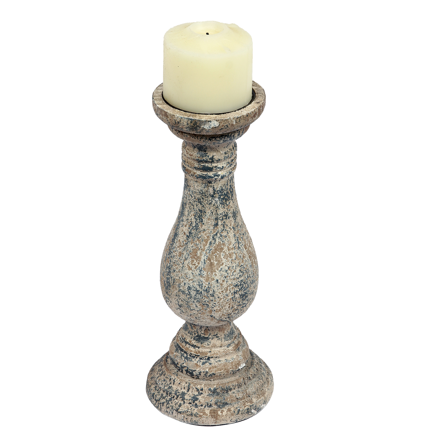 Antique Finish Wooden Candle Holder-Anticoarte