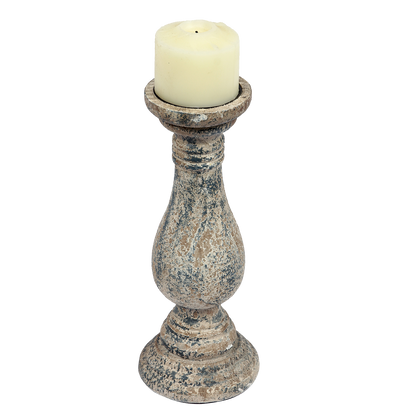Antique Finish Wooden Candle Holder-Anticoarte