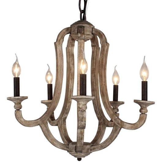 Rustic Wood Bead Chandelier | Anticoarte