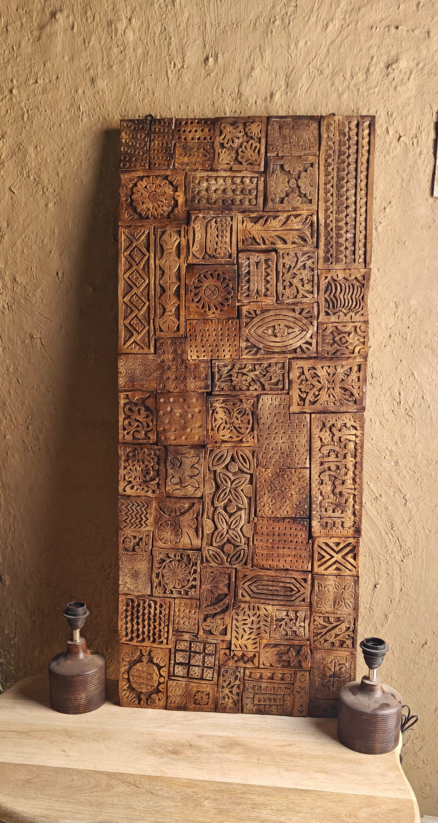 Vanvaasi Echoes – Tribal Wooden Mosaic Panel