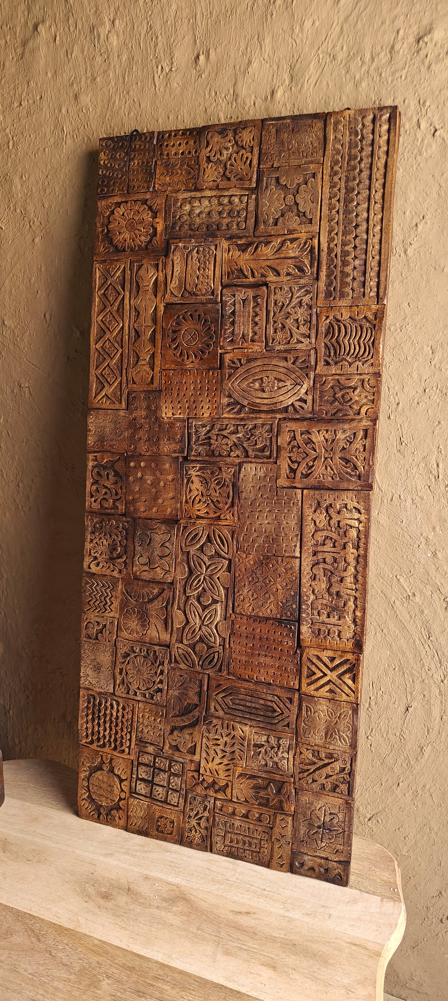 Vanvaasi Echoes – Tribal Wooden Mosaic Panel