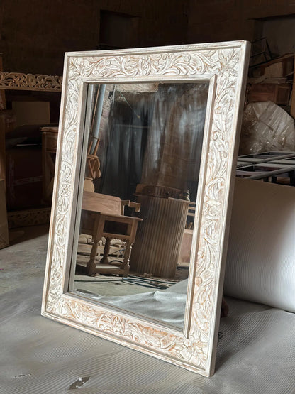 Vintage Hand-Carved Wooden Mirror Frame-Anticoarte
