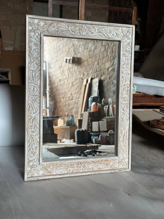 Vintage Hand-Carved Wooden Mirror Frame-Anticoarte